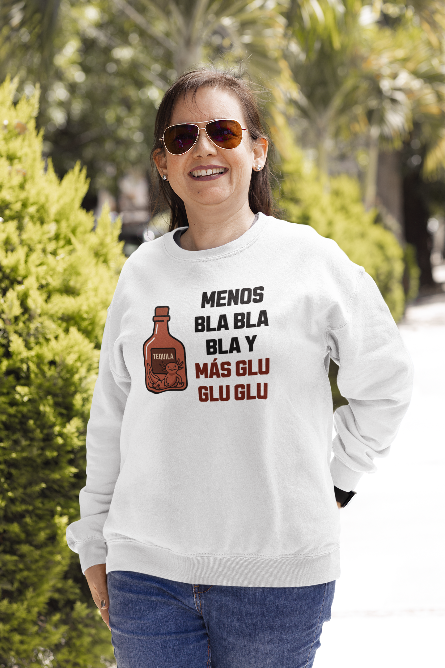 Sudadera Menos Bla Bla y Más Glu Glu Glu